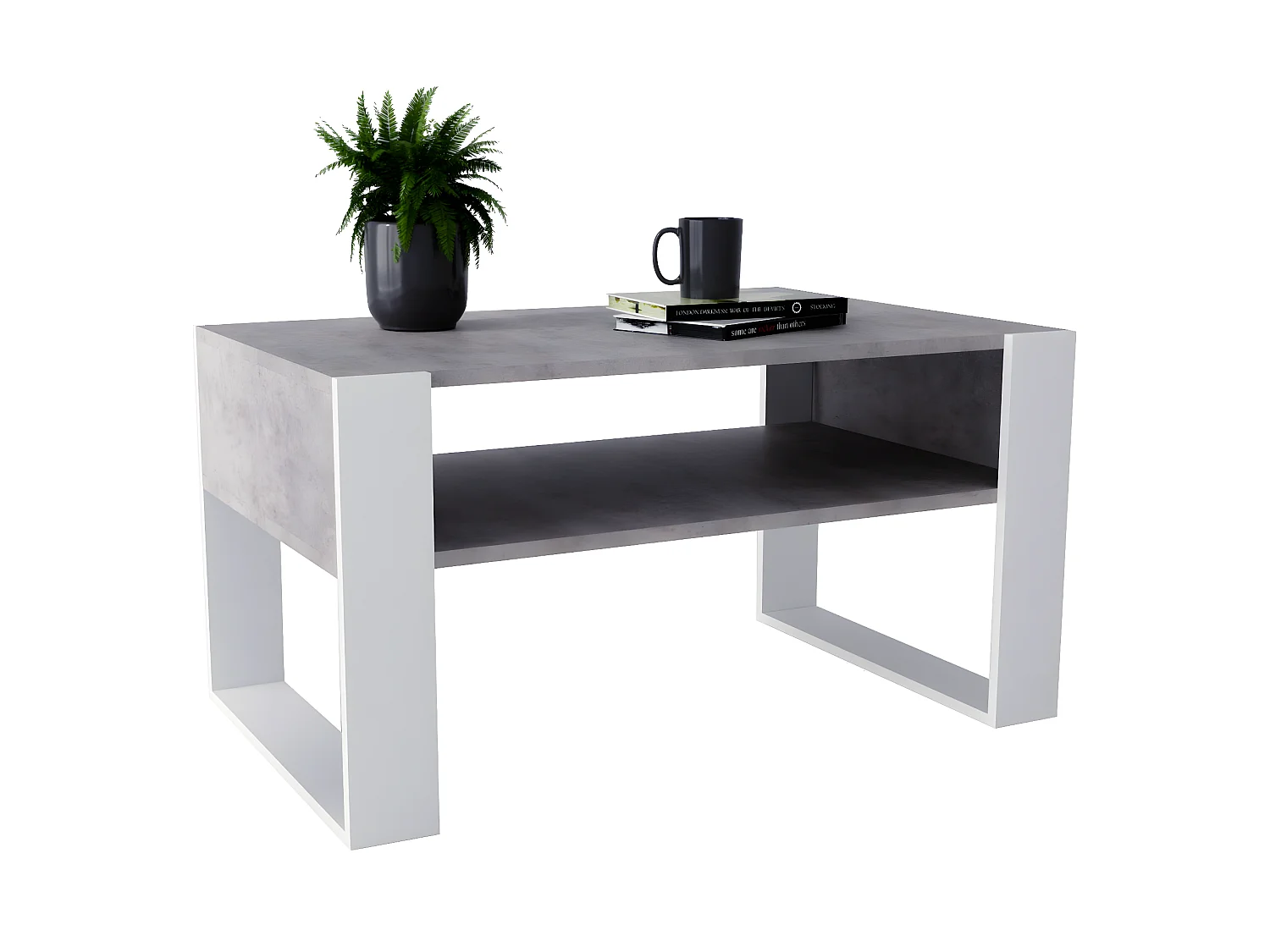 Table basse KARO 92 Chicago Béton / Blanc