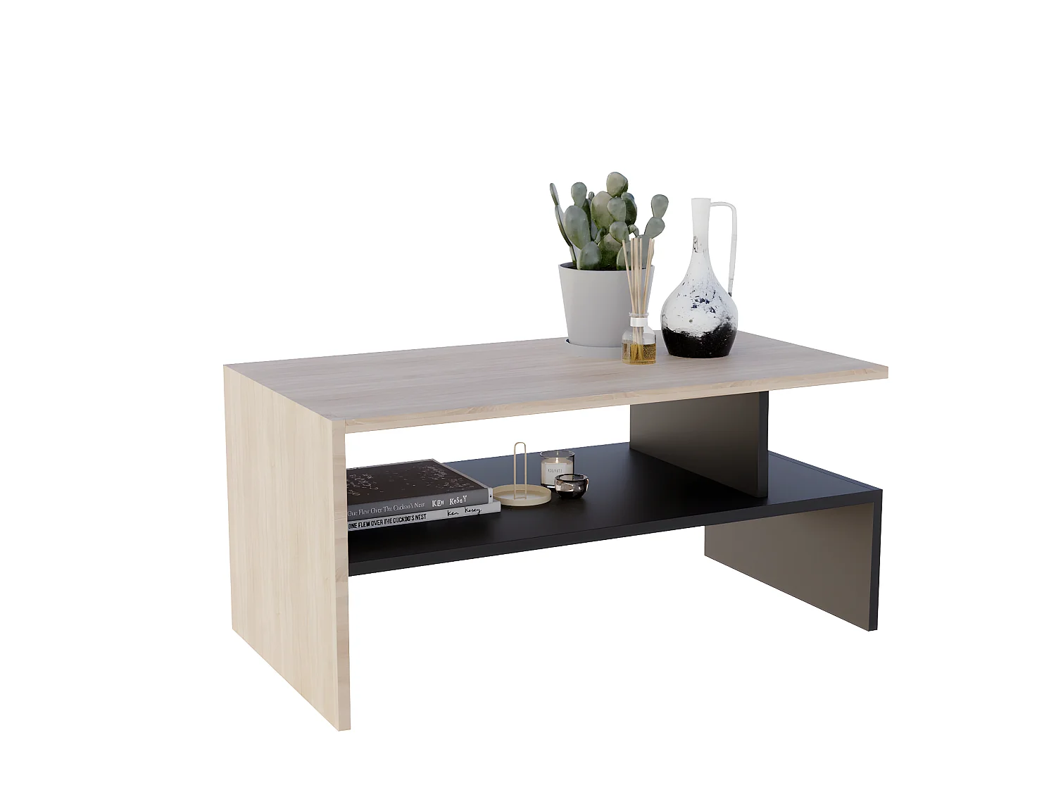 Table basse JULA 93 Bardolino Chêne / Noir