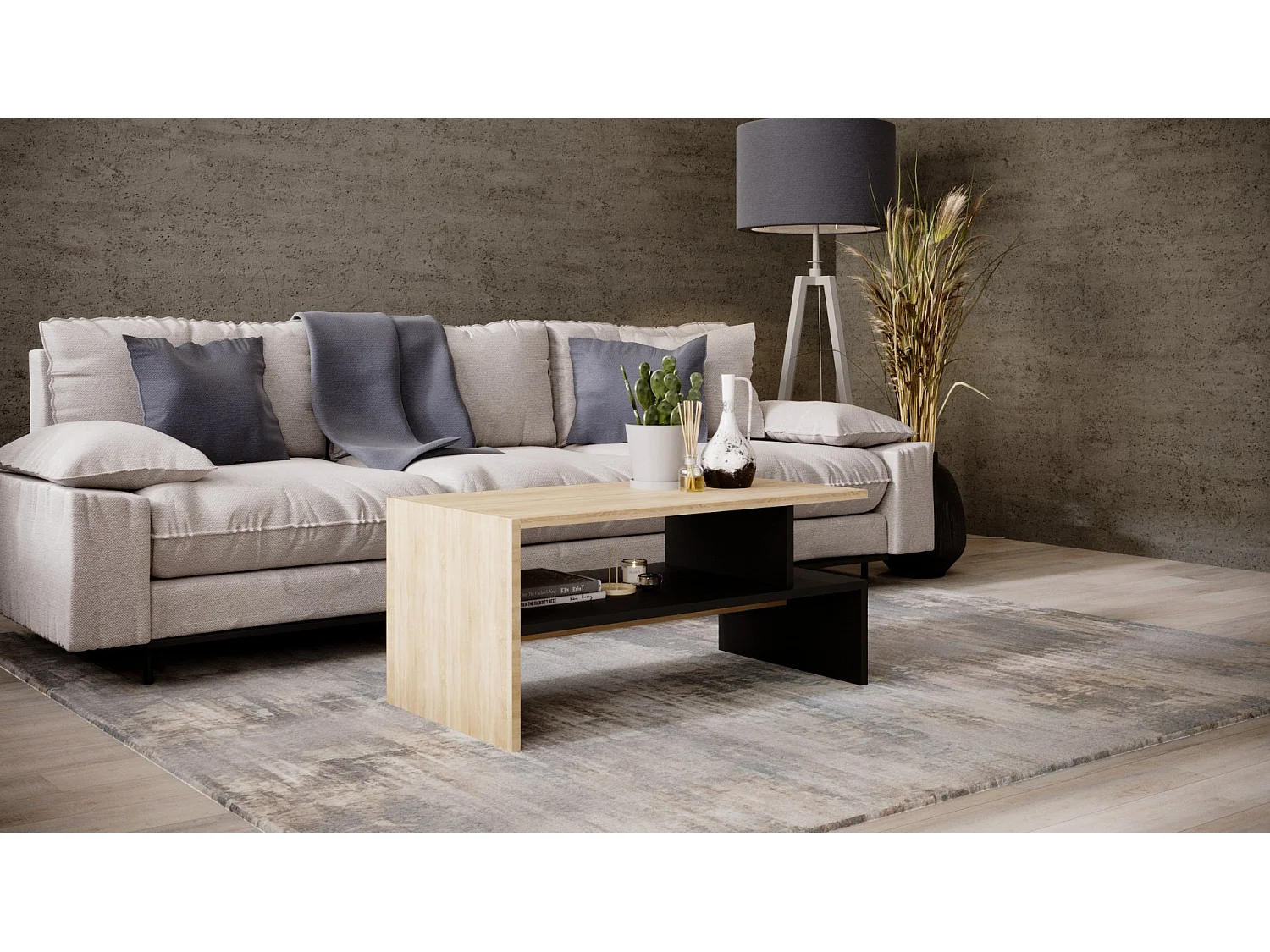 Table basse JULA 93 Bardolino Chêne / Noir