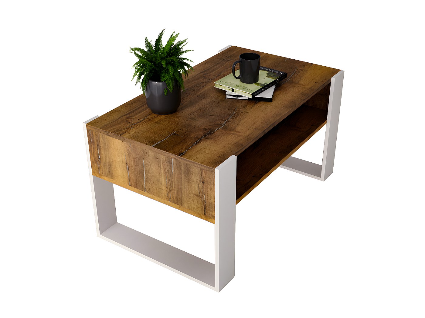 Couchtisch KARO 92 Halifax Eiche / Weiß