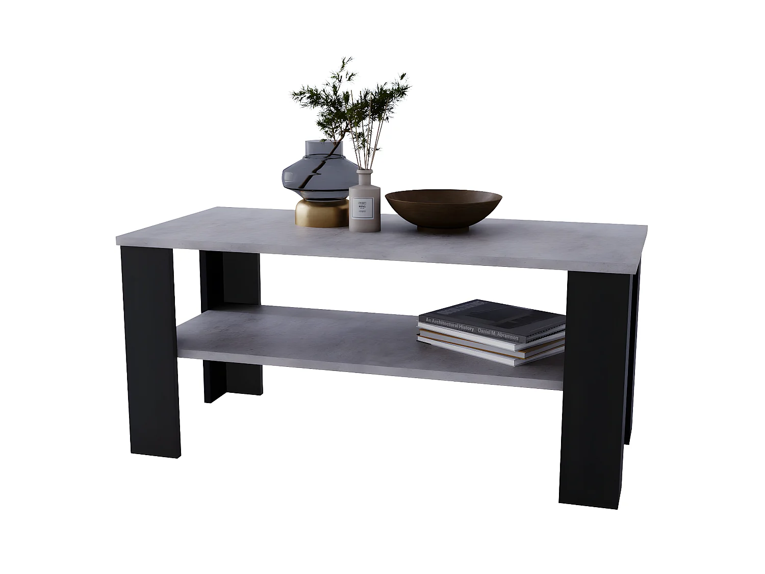 Couchtisch LARA 110 Chicago Beton / Schwarz