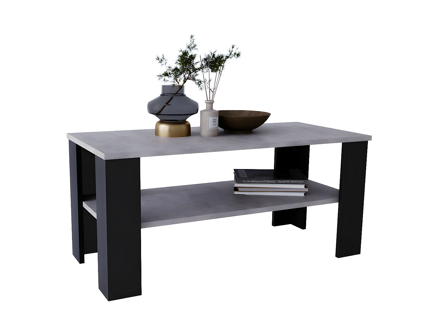 Couchtisch LARA 110 Chicago Beton / Schwarz