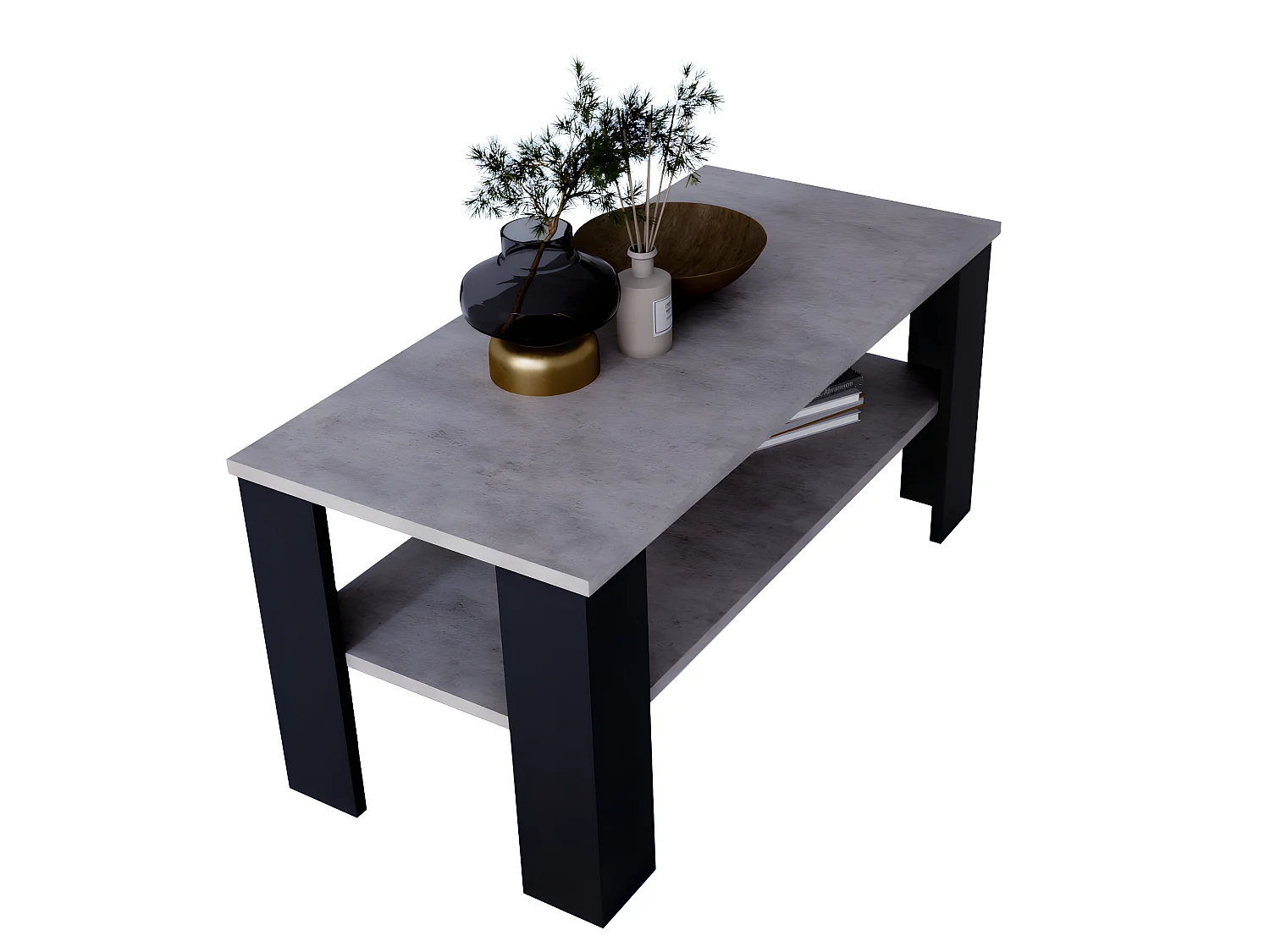 Couchtisch LARA 110 Chicago Beton / Schwarz