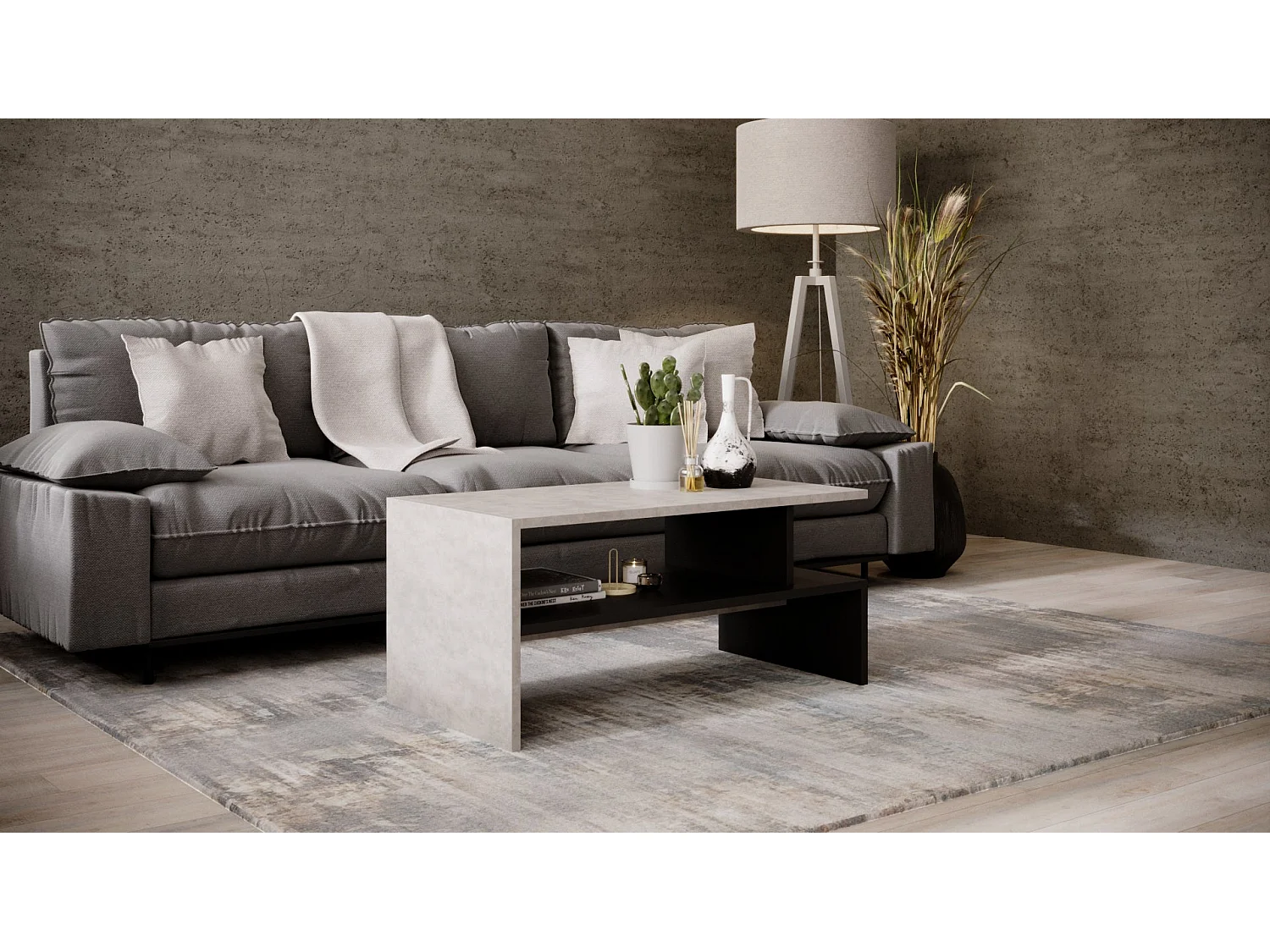 Table basse JULA 93 Chicago Béton / Noir