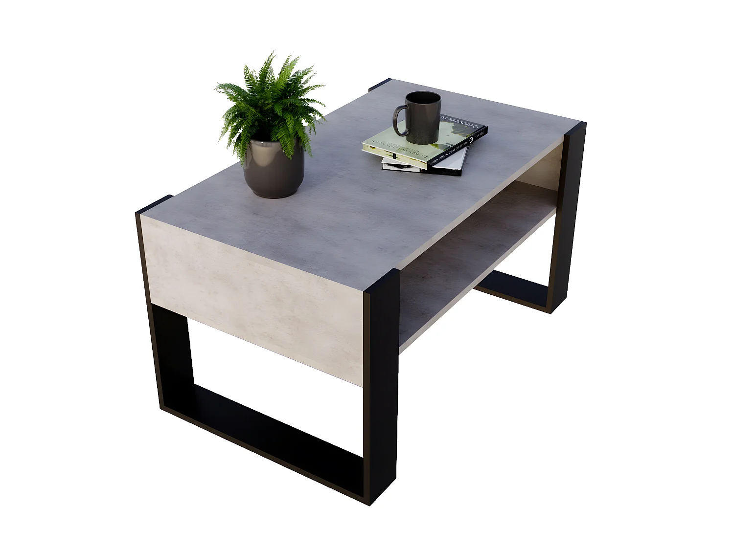 Couchtisch KARO 92 Chicago Beton / Schwarz