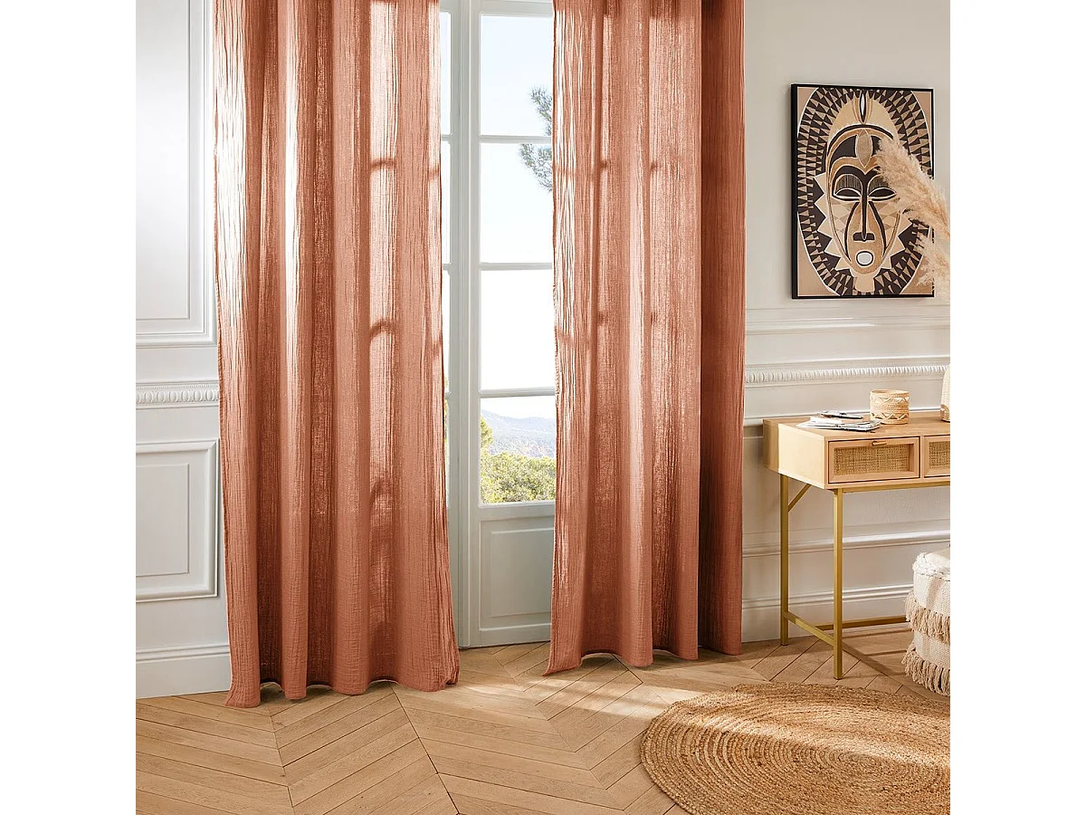 Rideau à œillets en coton Rose Antique 130 x 260 cm