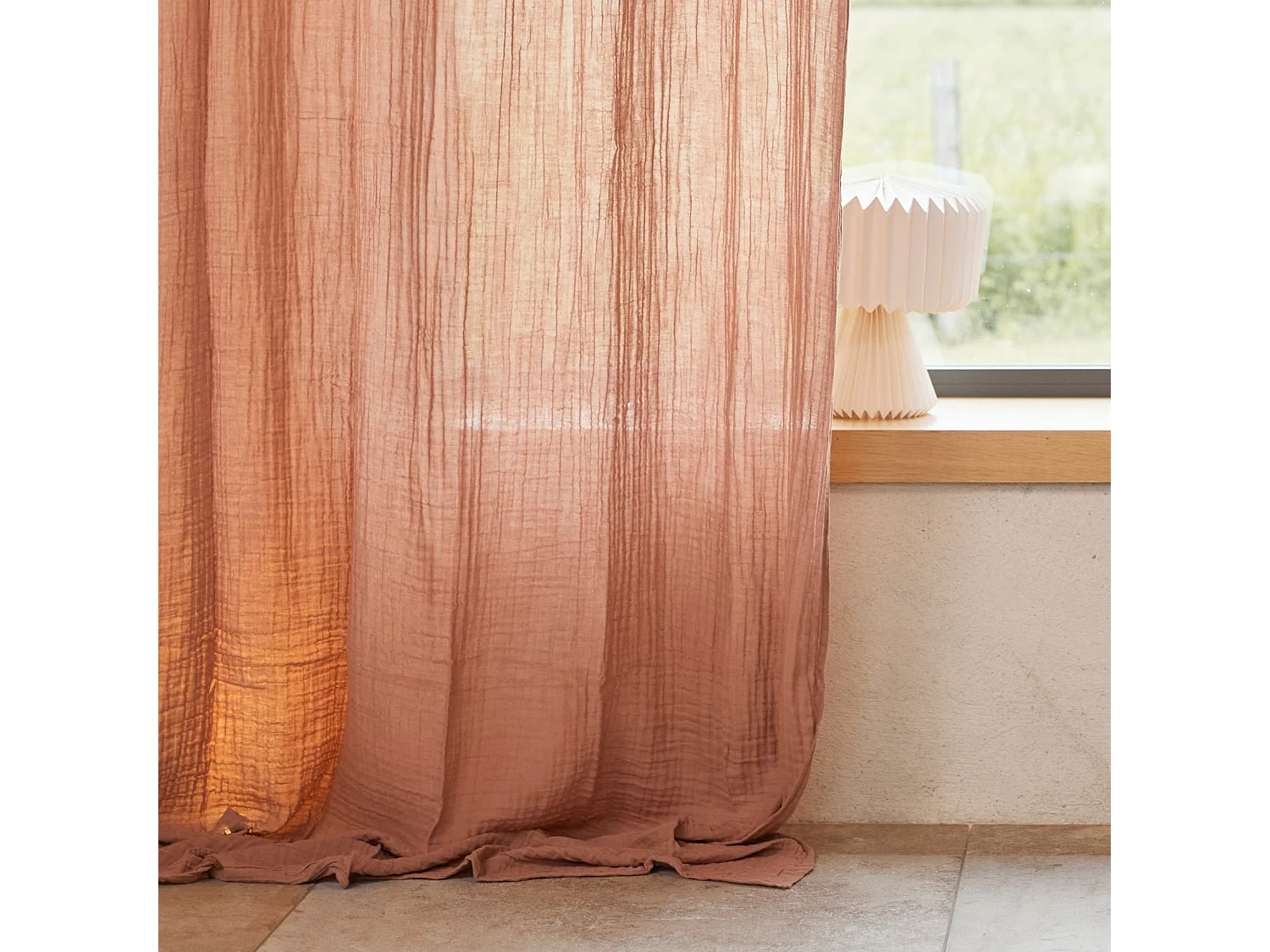 Rideau à œillets en coton Rose Antique 130 x 260 cm