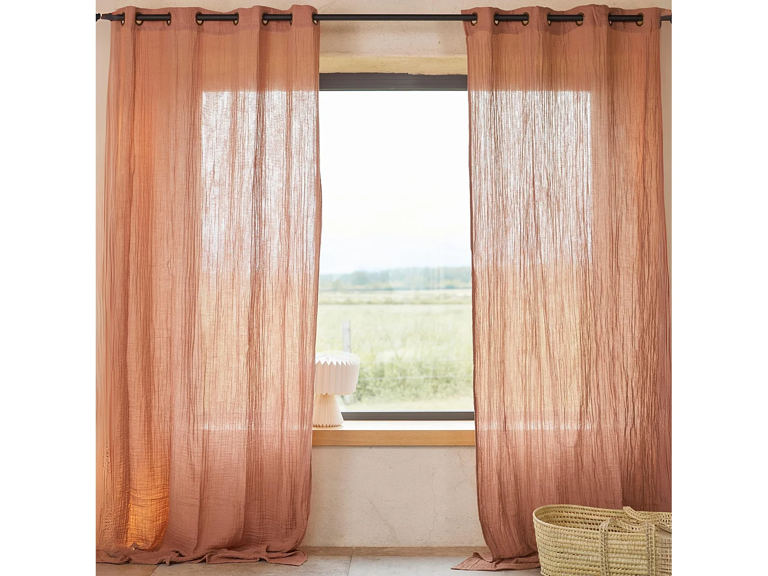 Rideau à œillets en coton Rose Antique 130 x 260 cm