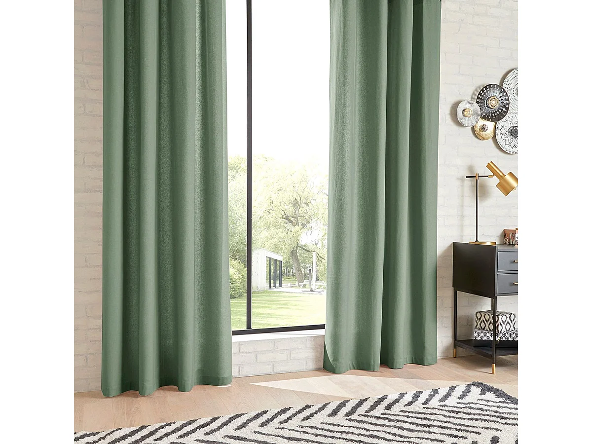 Rideau à œillets en Coton Vert Céladon 135 x 240 cm