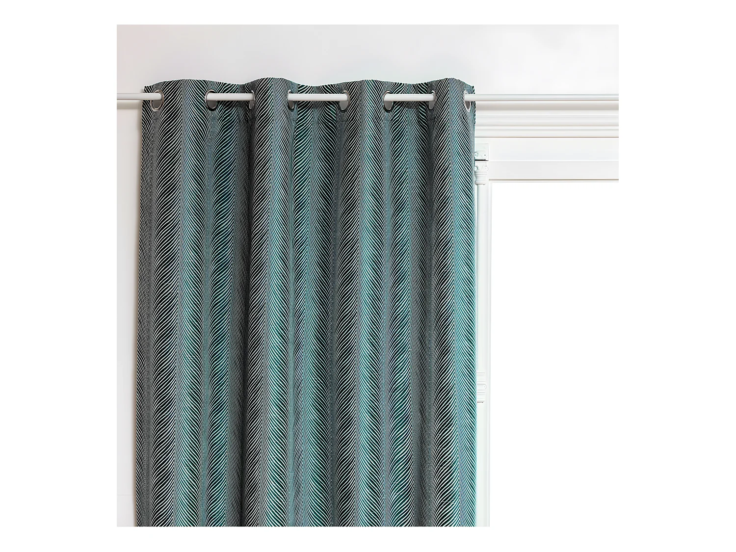 Rideau à œillets Occultant Jacquard Vert Foncé avec effet matière 140 x 260 cm