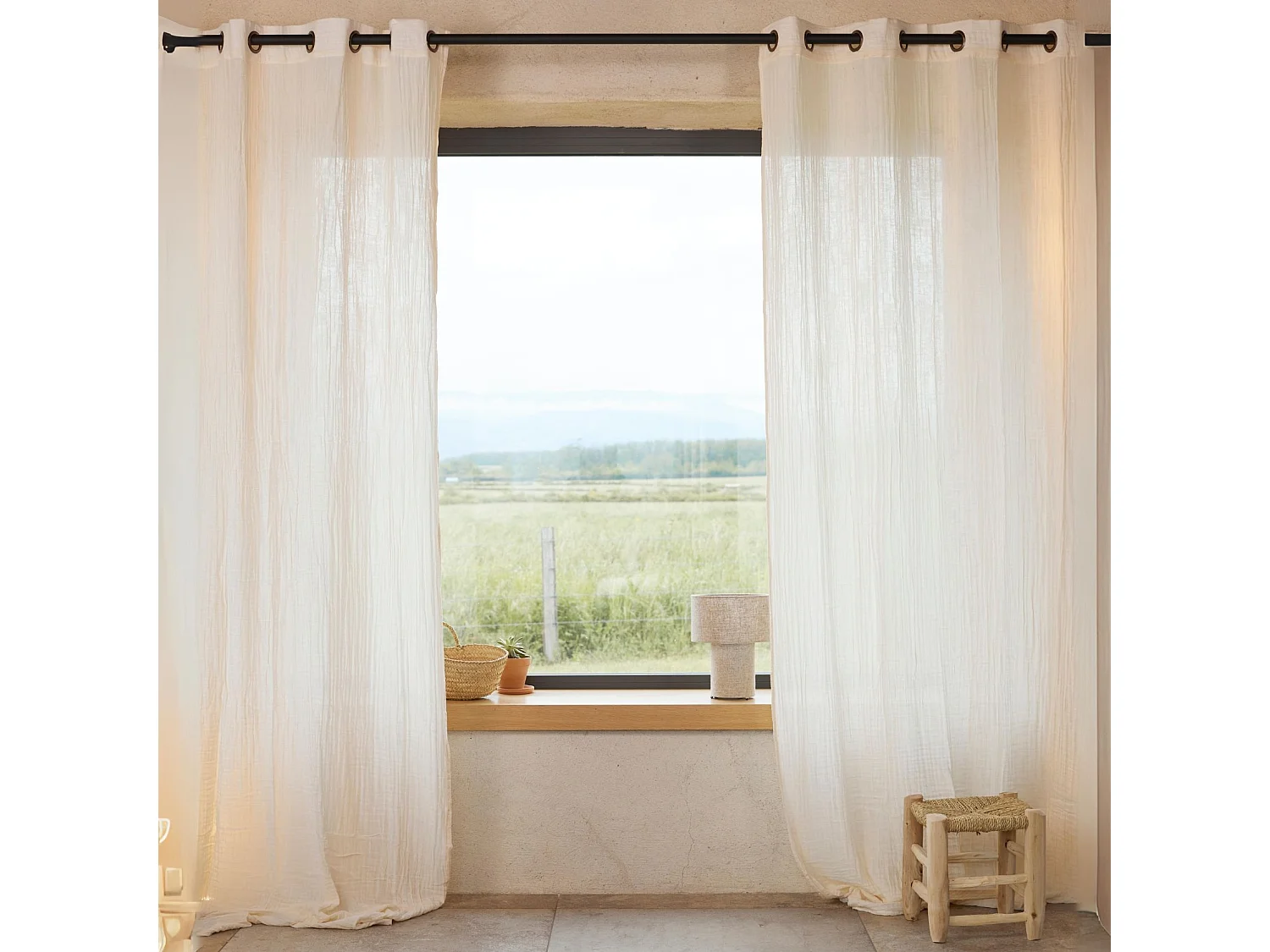 Rideau liso de gasa de algodón 130 x 260 cm