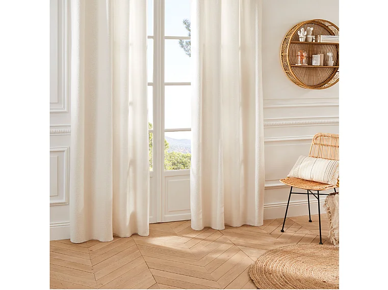 Rideau à œillets Tissu Blanc à bouclettes 140 x 260 cm