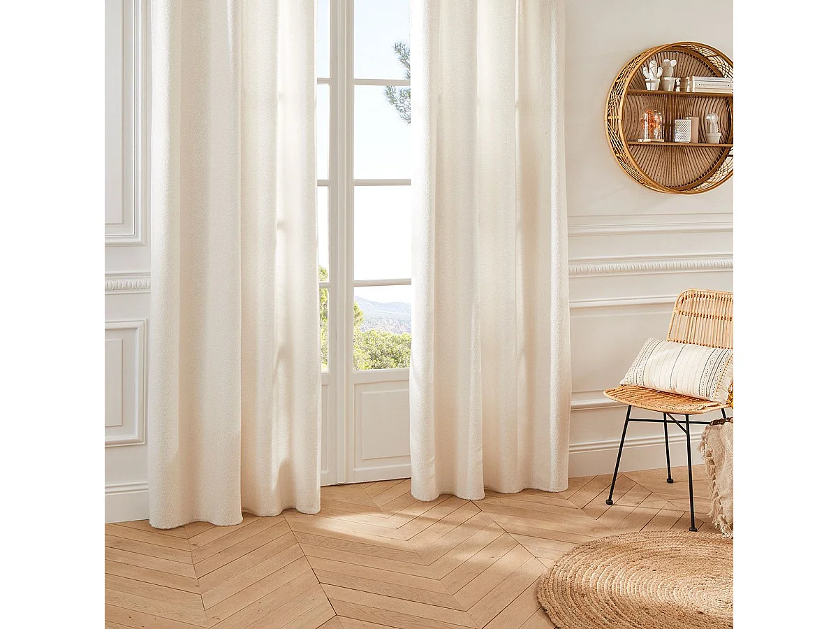Rideau à œillets Tissu Blanc à bouclettes 140 x 260 cm