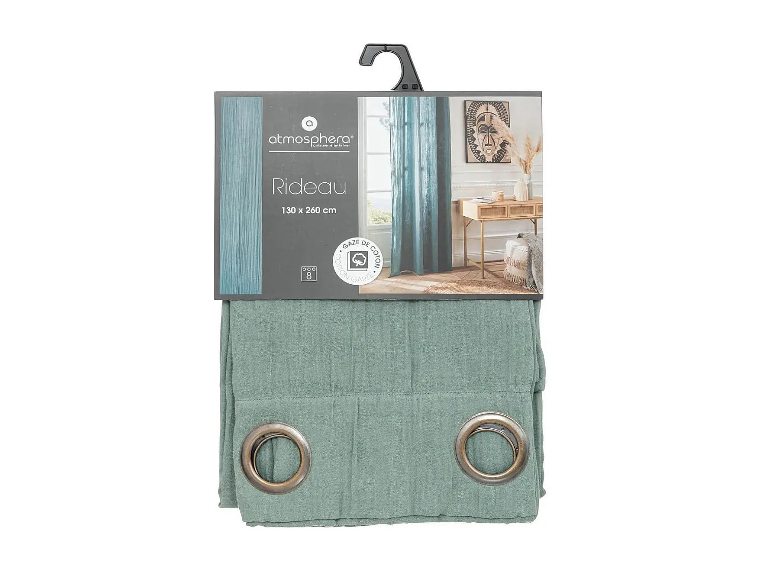 Einfarbiger Vorhang aus Baumwollgaze 130 x 260 cm