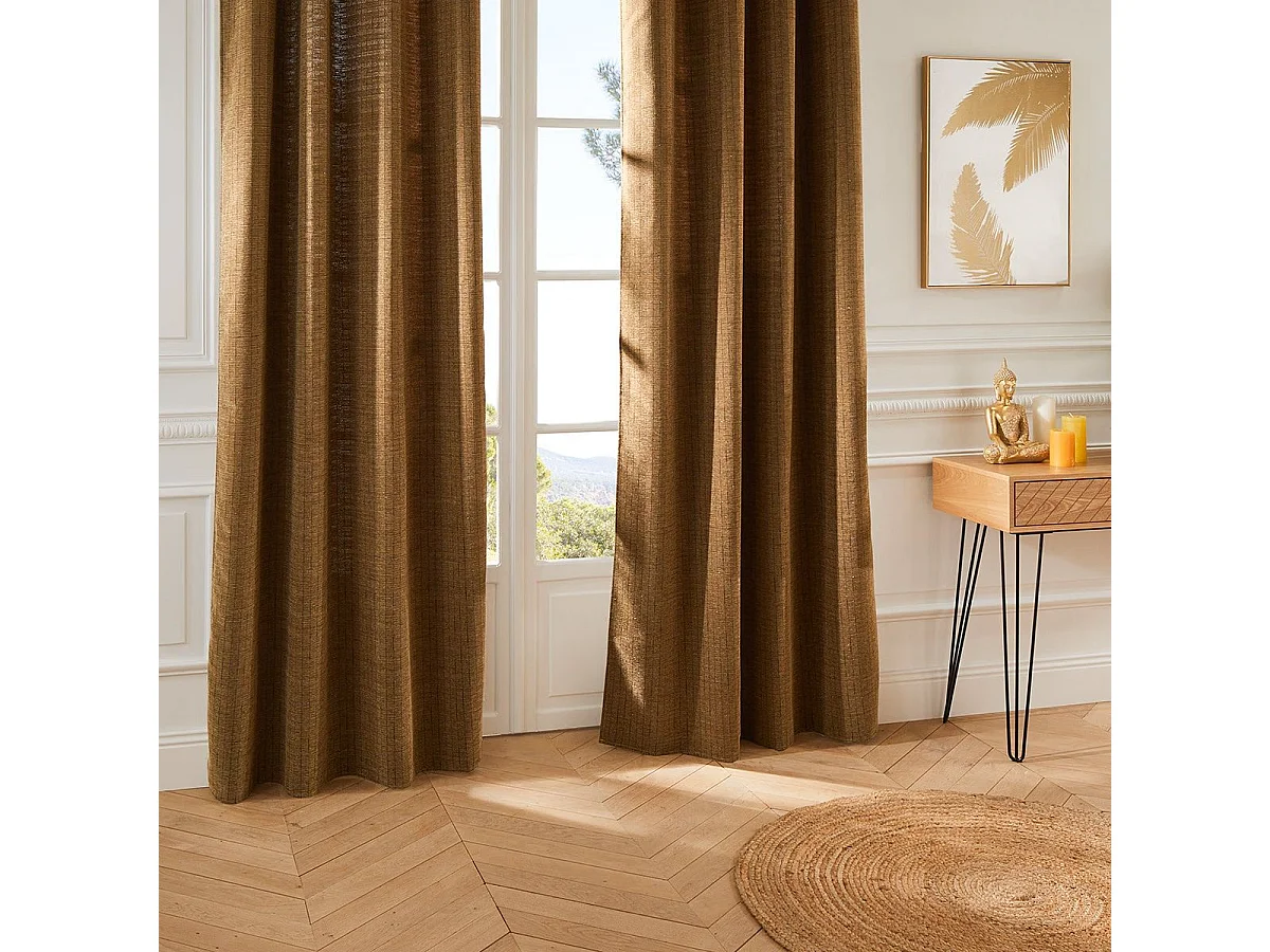 Rideau à œillets Tissu Chenille Marron Camel 140 x 260 cm