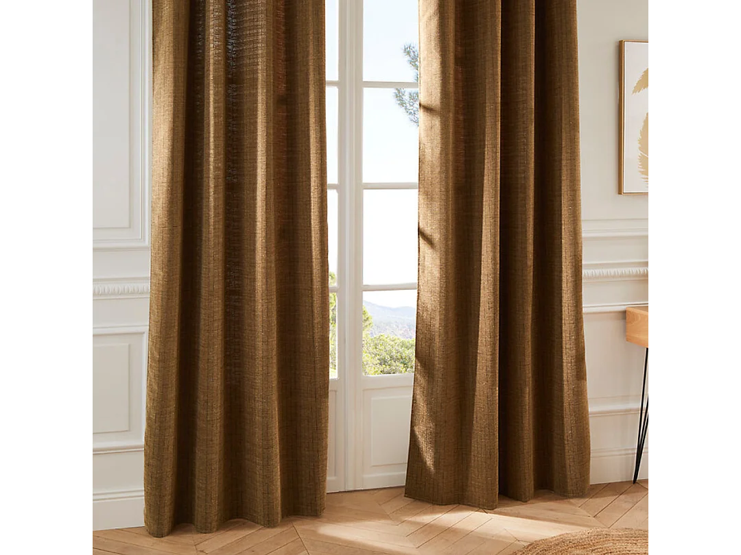 Rideau à œillets Tissu Chenille Marron Camel 140 x 260 cm