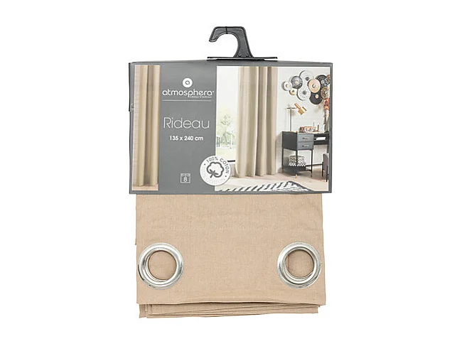 Rideau à œillets en Coton Beige Lin 135 x 240 cm