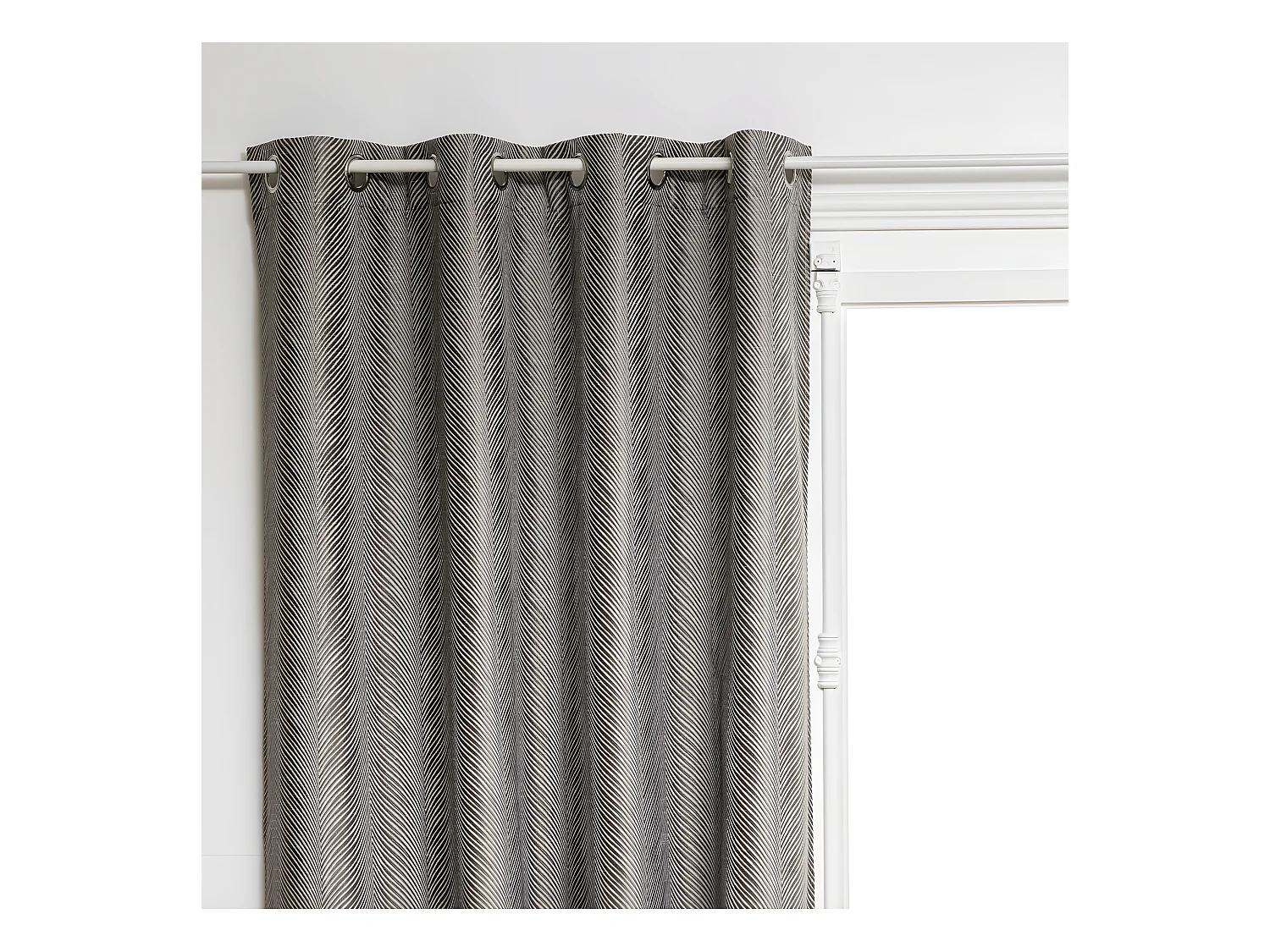 Rideau à œillets Occultant Jacquard Gris avec effet matière 140 x 260 cm