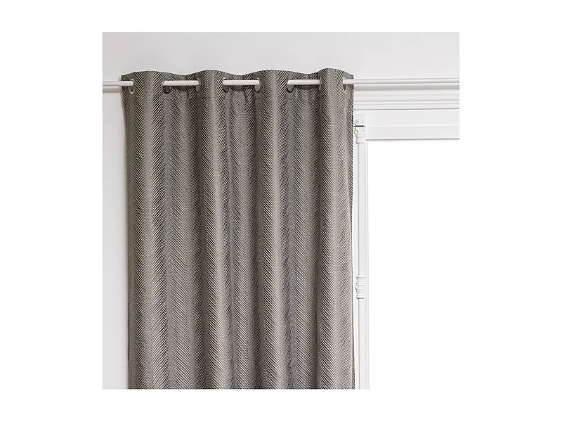 Rideau à œillets Occultant Jacquard Gris avec effet matière 140 x 260 cm