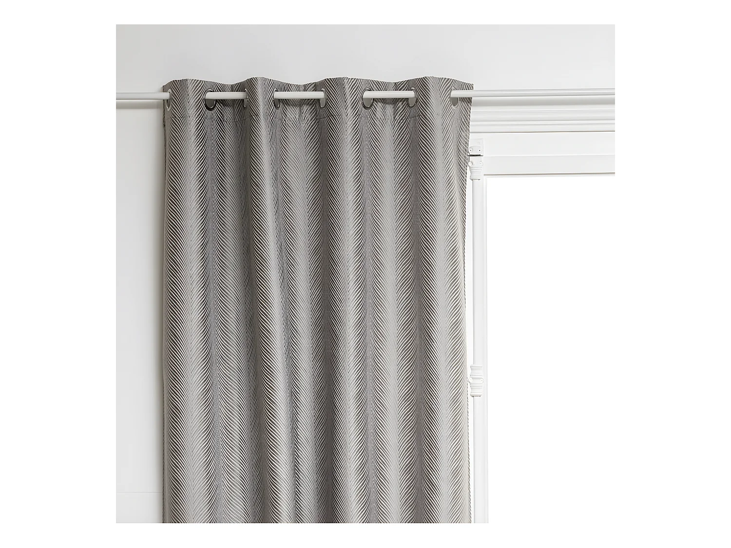 Rideau à œillets Occultant Jacquard Beige Lin avec effet matière 140 x 260 cm