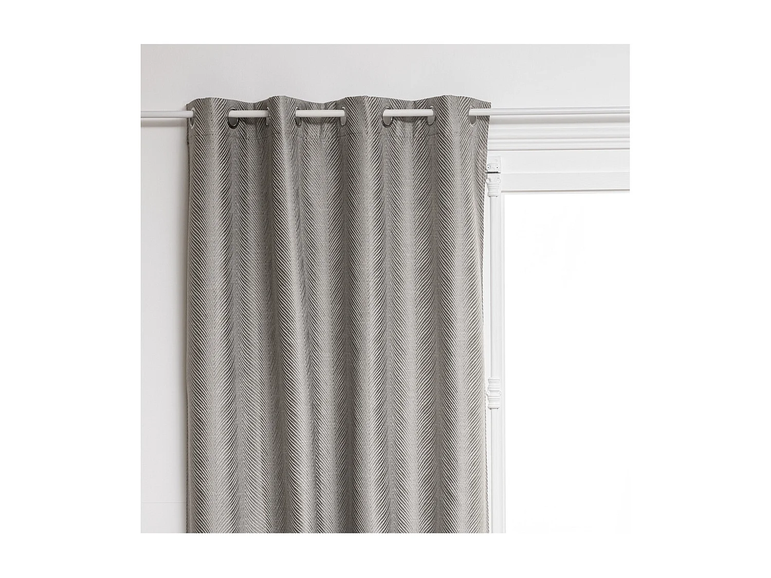 Rideau à œillets Occultant Jacquard Beige Lin avec effet matière 140 x 260 cm