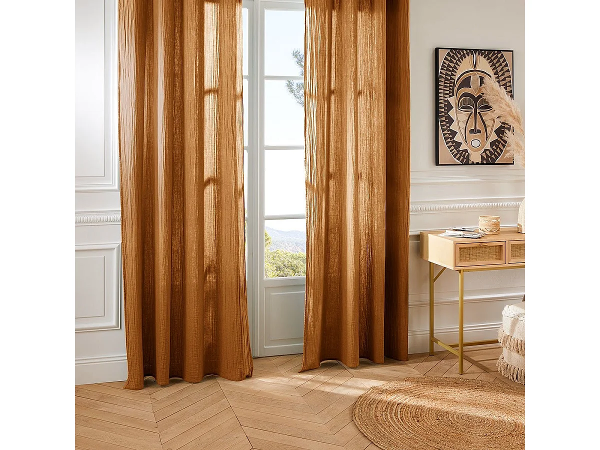 Einfarbiger Vorhang aus Baumwollgaze 130 x 260 cm