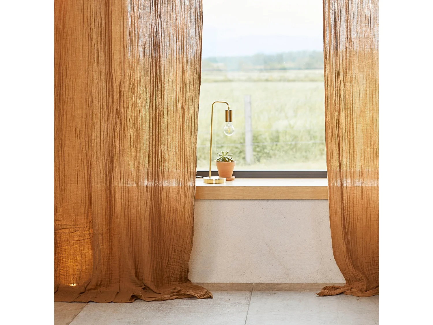 Rideau liso de gasa de algodón 130 x 260 cm