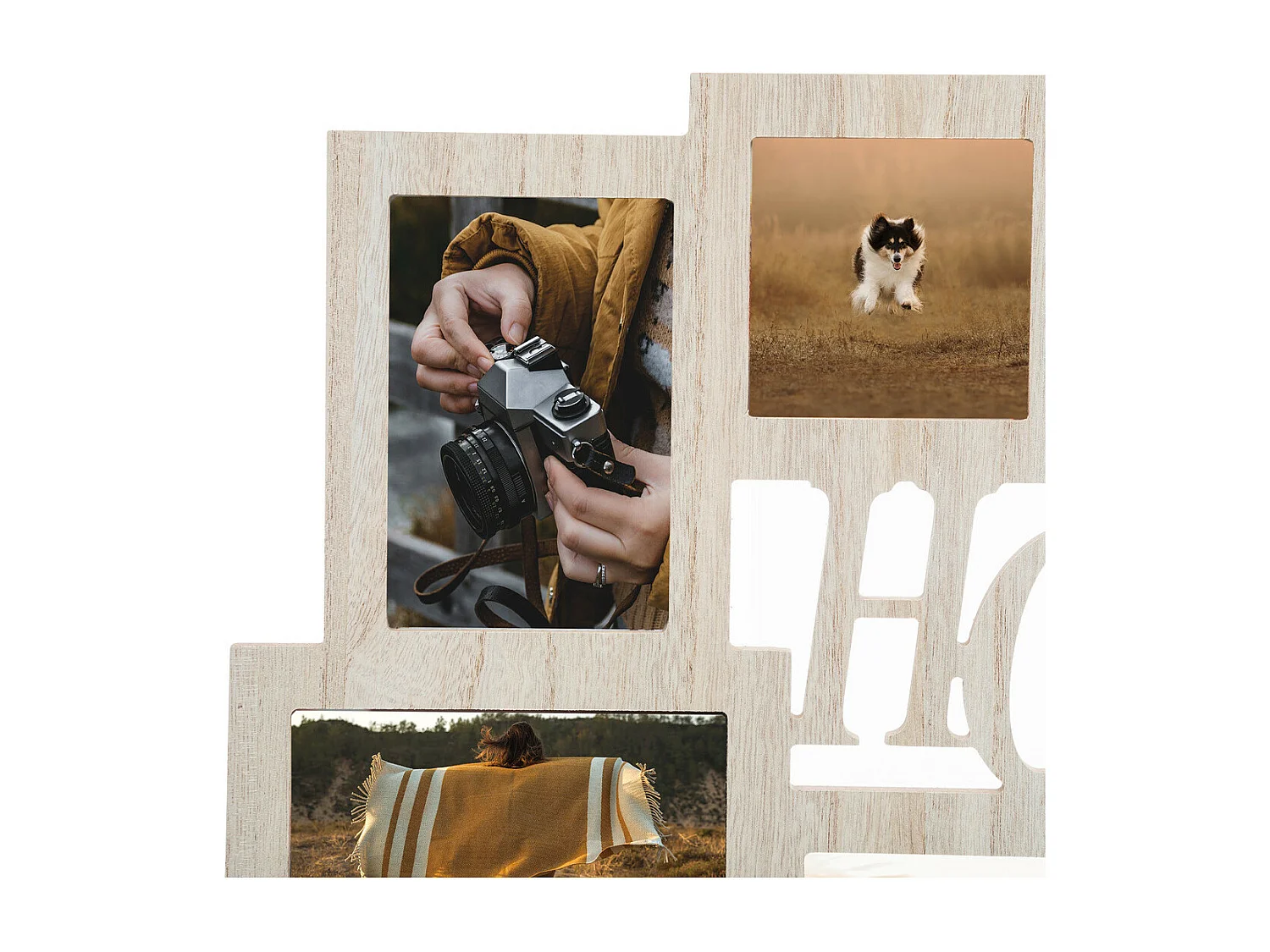 Pêle-mêle Multivues 8 Photos en bois et verre 60.5 x 38.5 cm