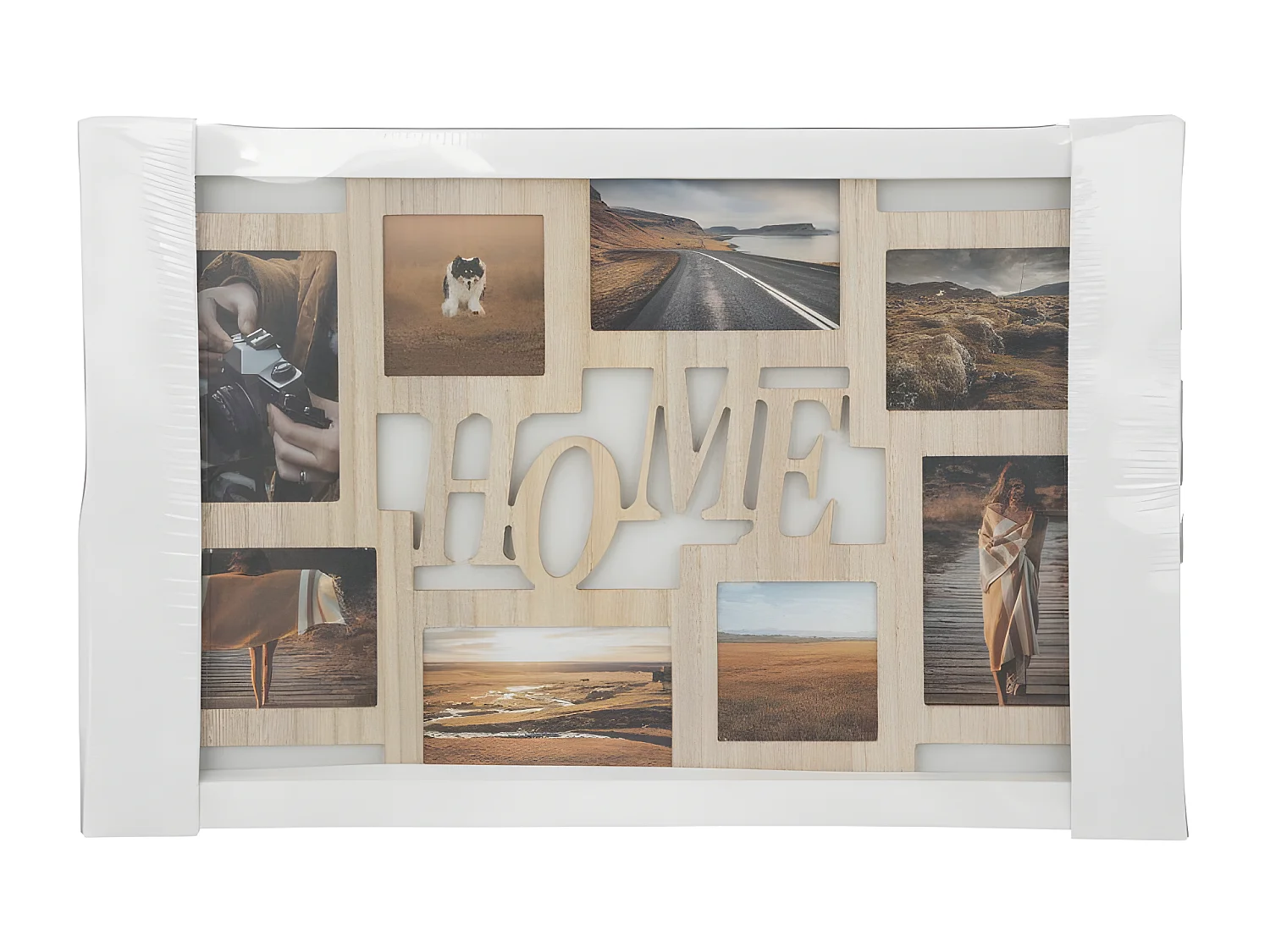 Pêle-mêle Multivues 8 Photos en bois et verre 60.5 x 38.5 cm