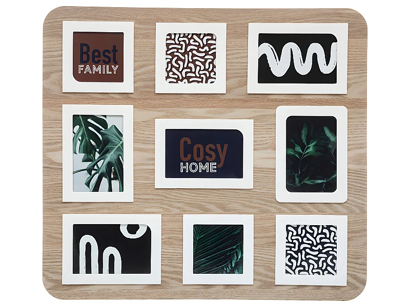 Pêle-mêle Multivues 9 Photos en bois et verre 58 x 53 cm