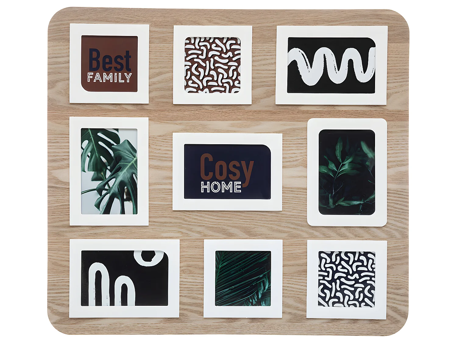 Pêle-mêle Multivues 9 Photos en bois et verre 58 x 53 cm