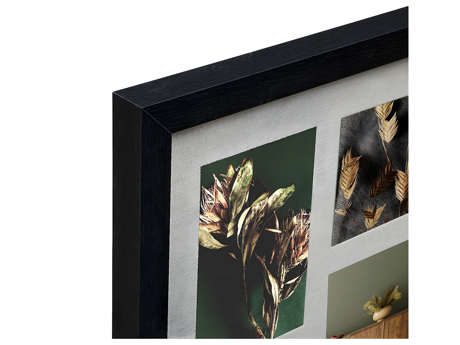 Pêle-mêle Multivues 16 Photos en bois Noir et verre 63 x 63 cm