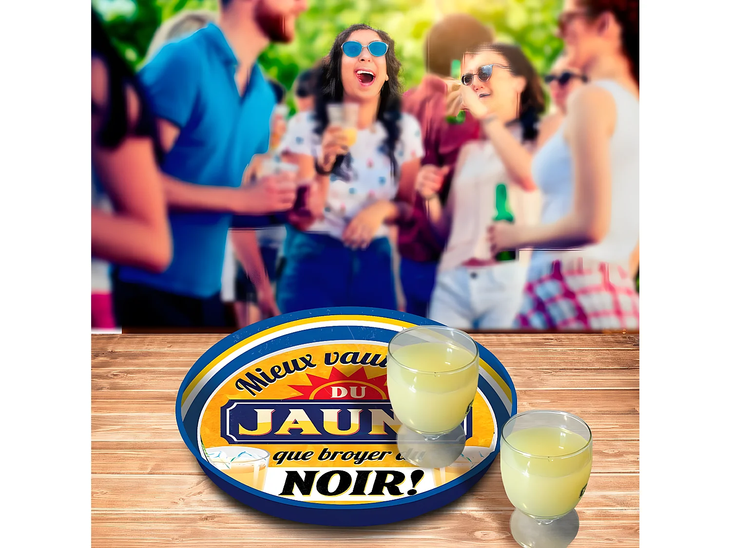 Plateau métallique BOIRE DU JAUNE