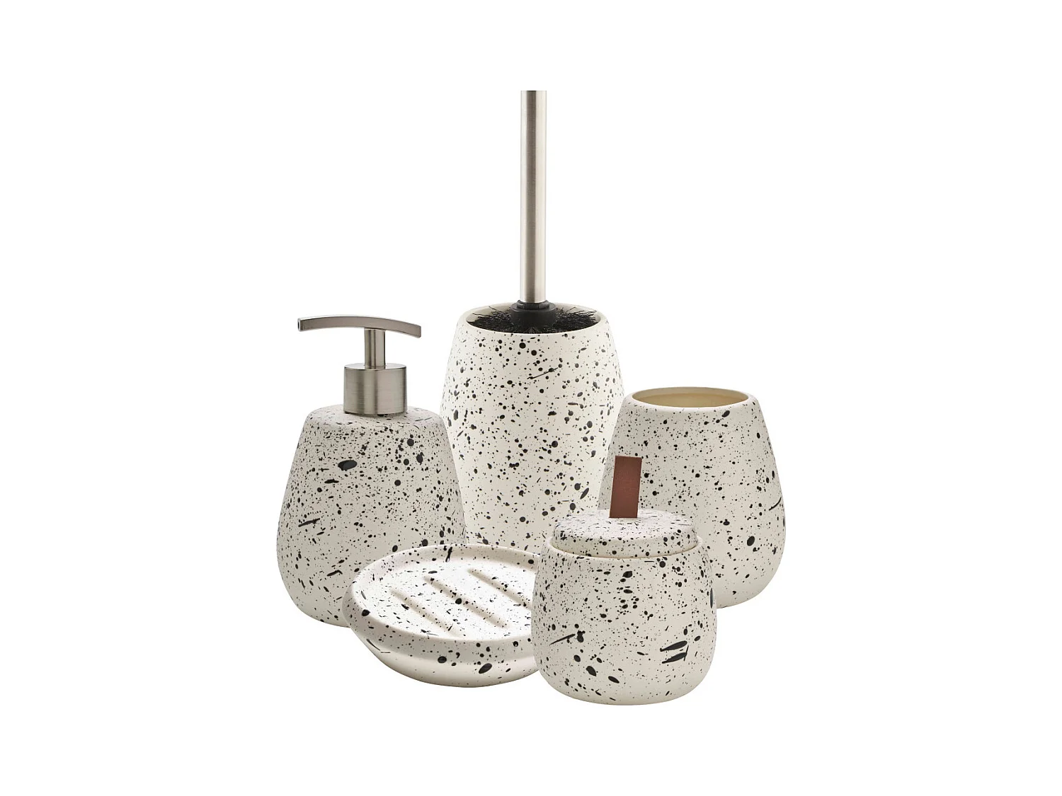 Set salle de bain moucheté 5 pièces céramique blanc