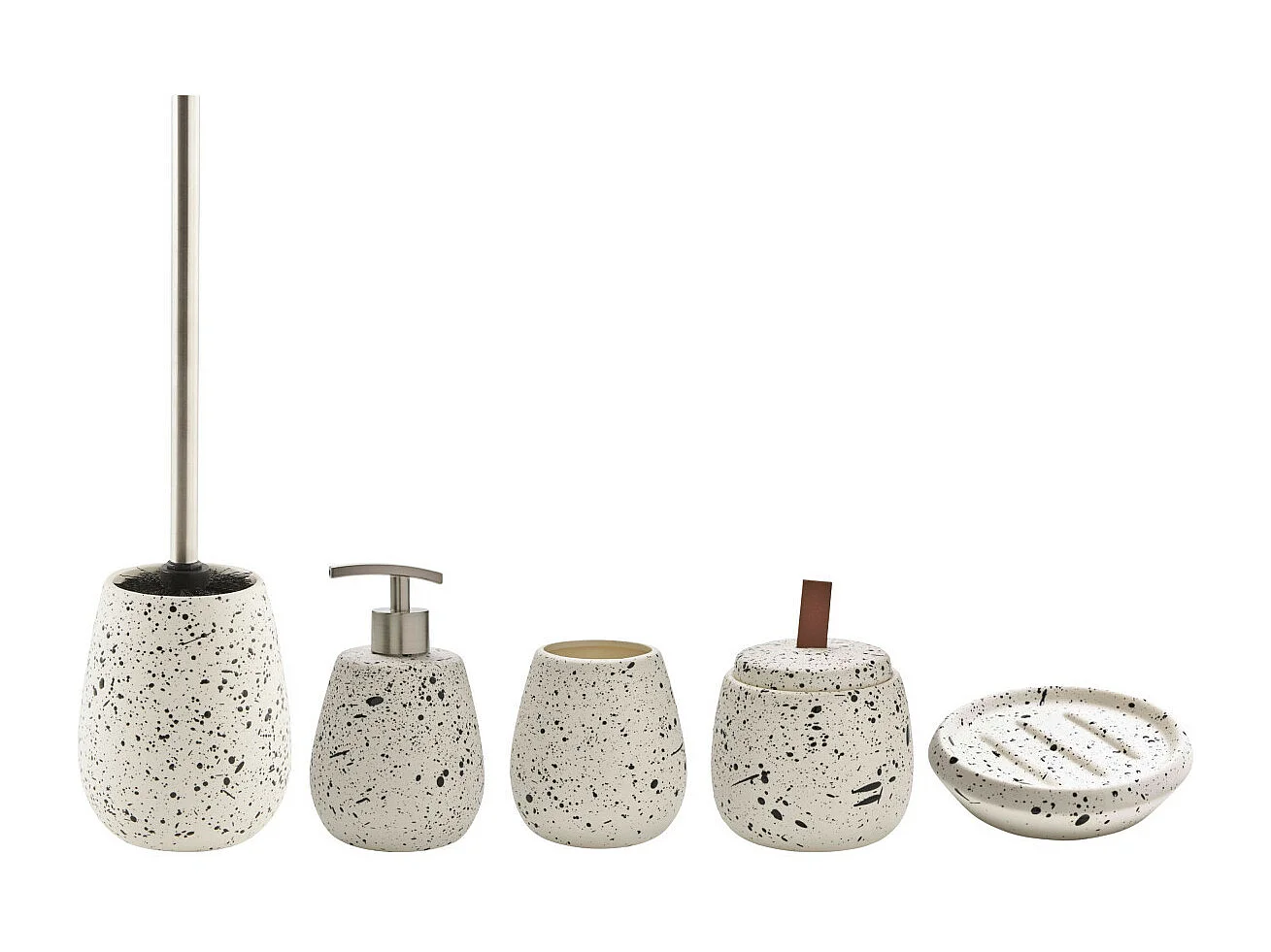 Set salle de bain moucheté 5 pièces céramique blanc