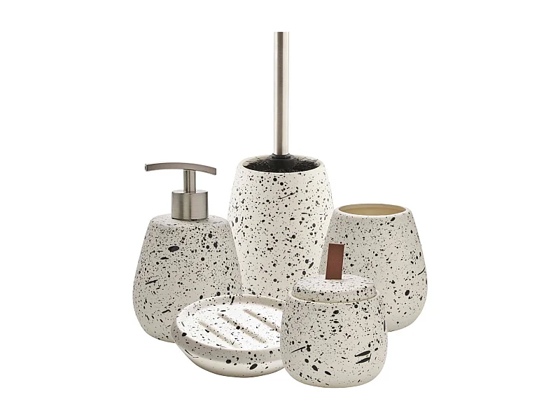 Set salle de bain moucheté 5 pièces céramique blanc