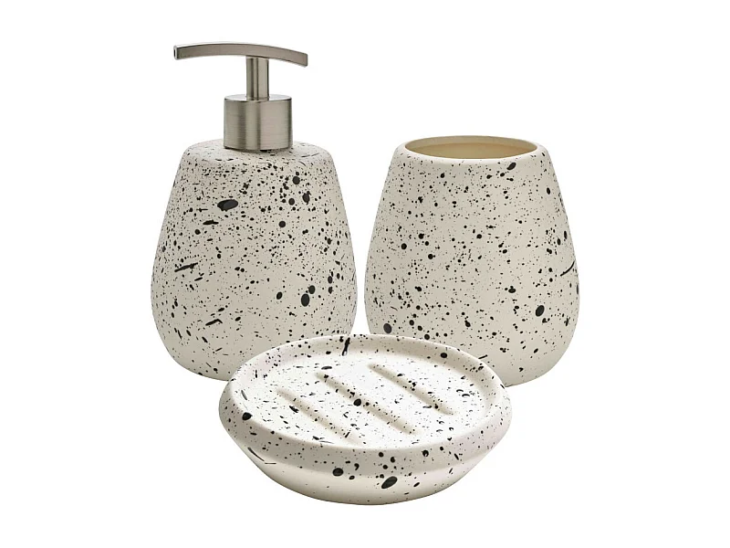 Set salle de bain moucheté 3 pièces céramique blanc
