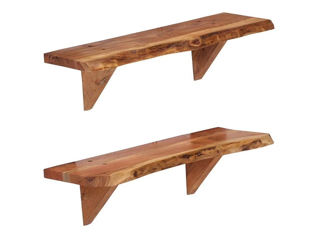 Wandschappen 2 st 60x20x18 cm massief acaciahout