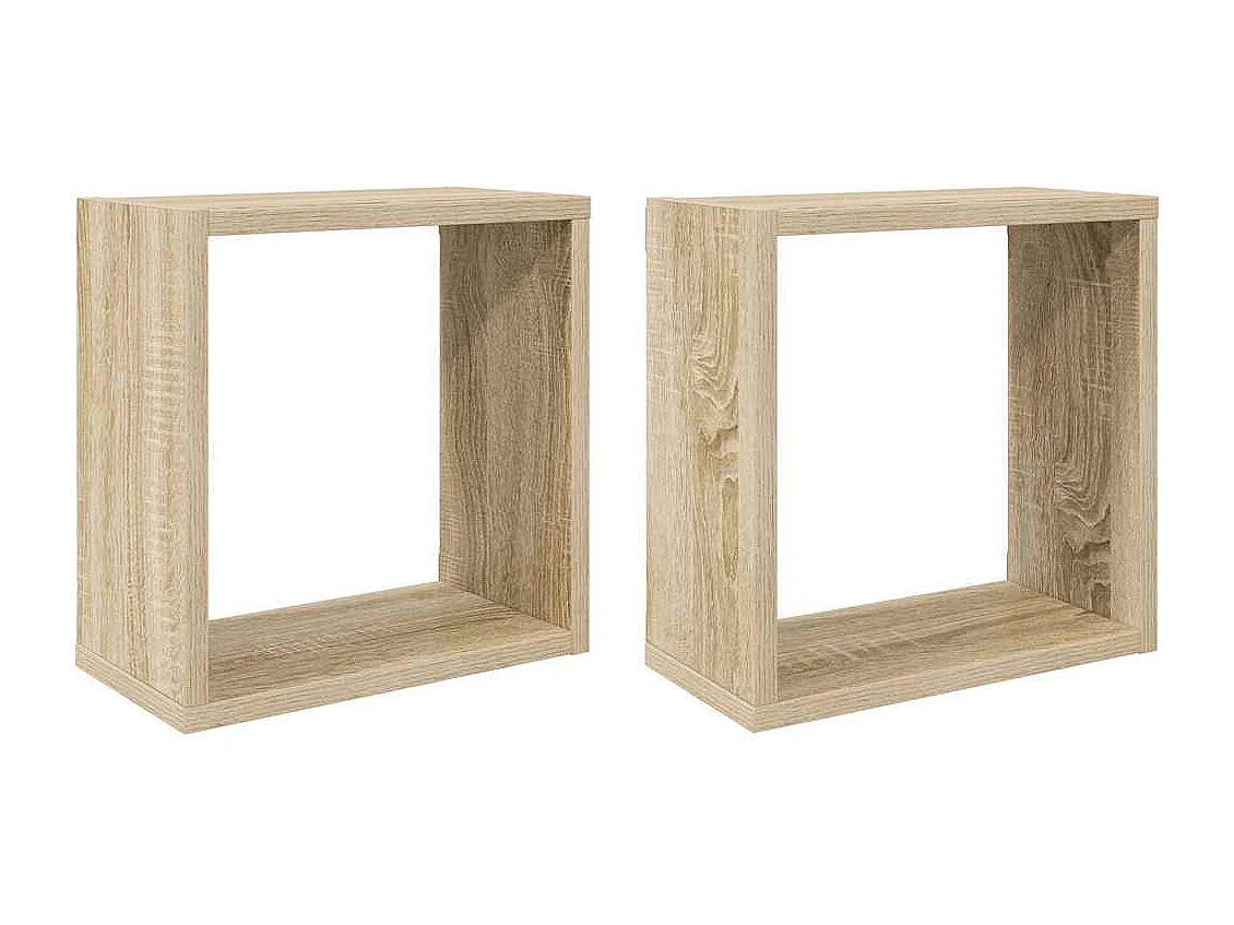 Étagères cube murales 2 pcs chêne sonoma 30x15x30 cm