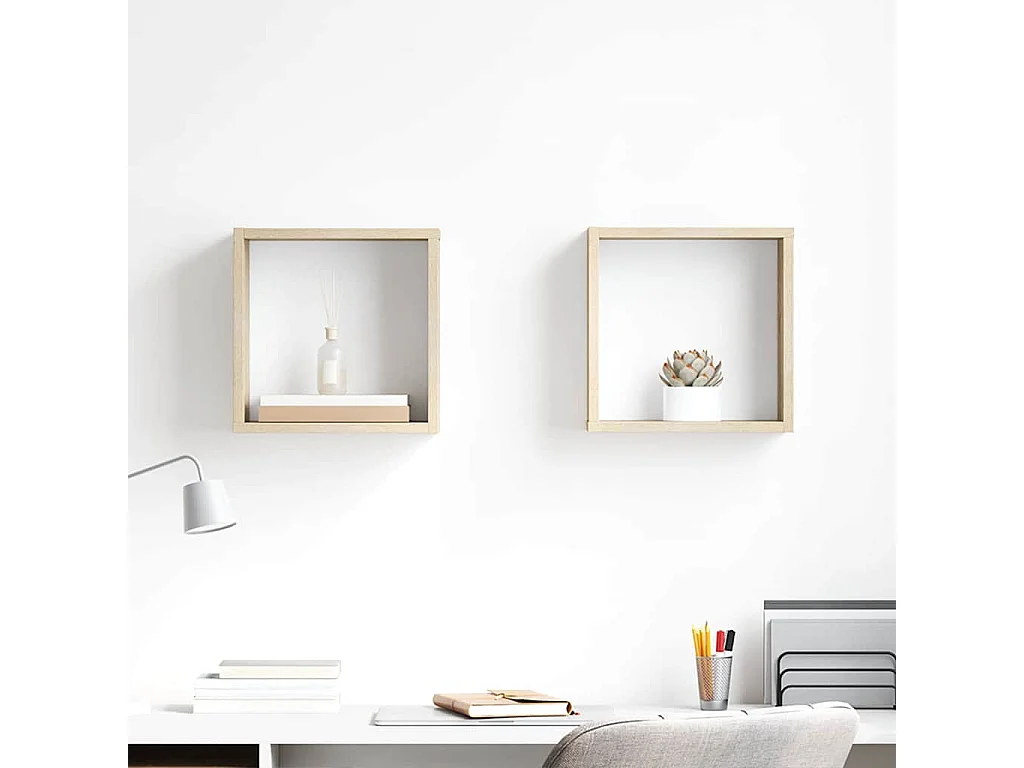 Étagères cube murales 2 pcs chêne sonoma 30x15x30 cm