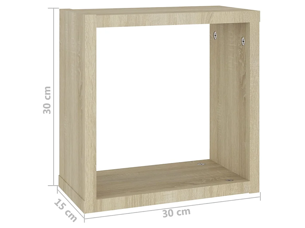 Étagères cube murales 2 pcs chêne sonoma 30x15x30 cm