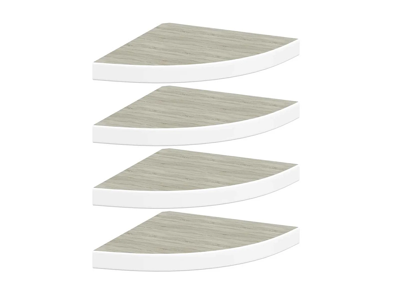 Étagères d'angle murales 4 pcs Chêne et blanc 35x35x3,8 cm MDF
