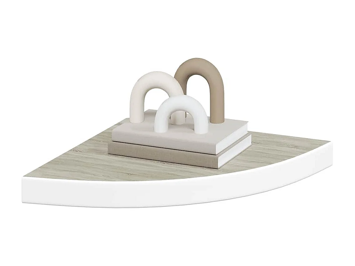 Étagères d'angle murales 4 pcs Chêne et blanc 35x35x3,8 cm MDF