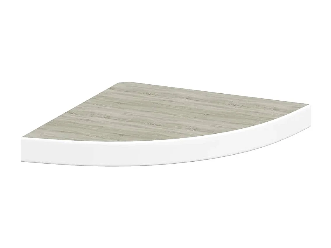 Étagères d'angle murales 4 pcs Chêne et blanc 35x35x3,8 cm MDF