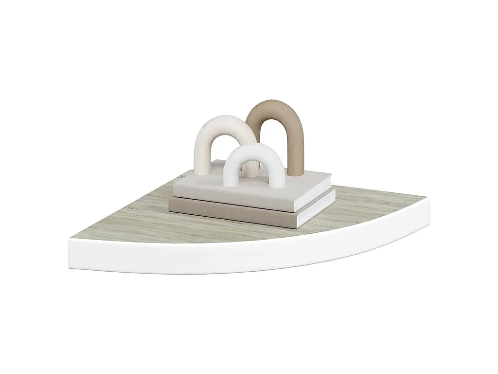 Étagères d'angle murales 4 pcs Chêne et blanc 35x35x3,8 cm MDF