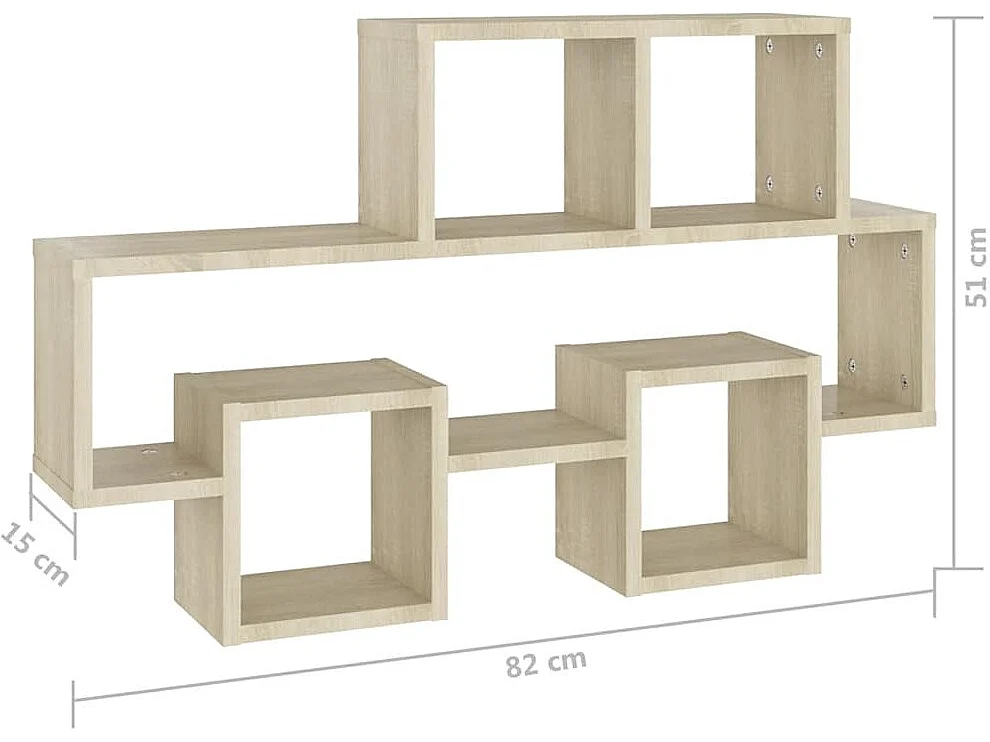 Wandregal in Autoform Sonoma-Eiche 82x15x51 cm Holzwerkstoff