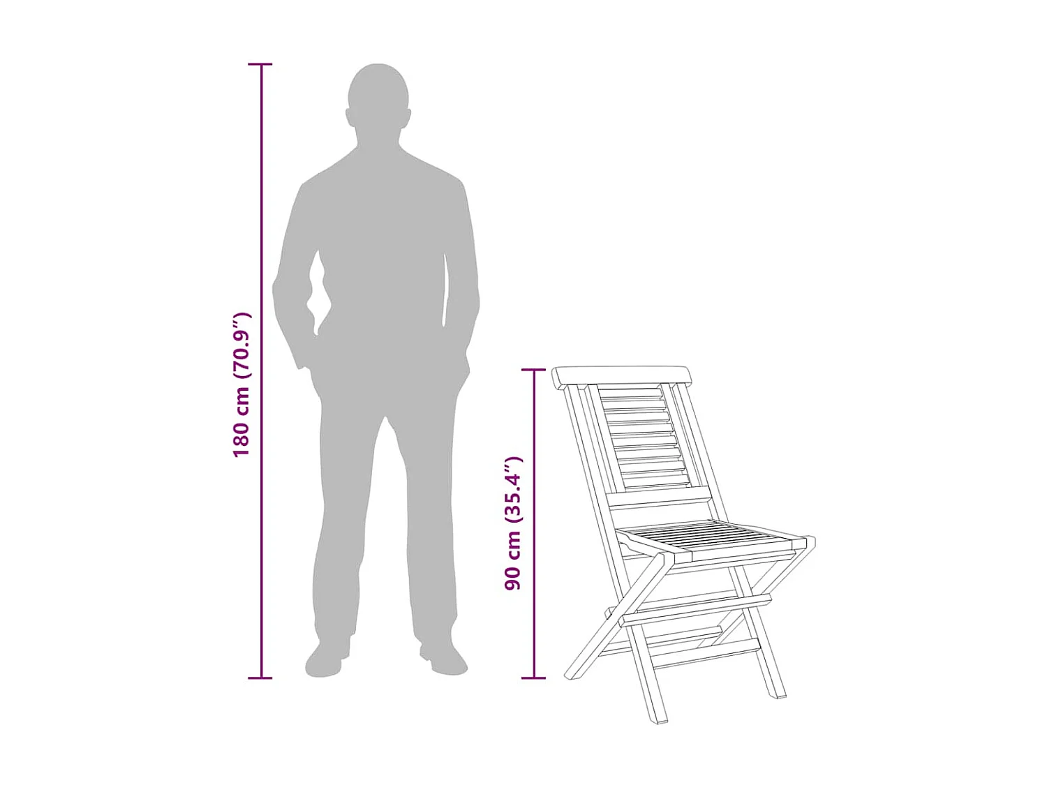 Chaises de jardin pliantes lot de 6 47x63x90cm bois massif teck