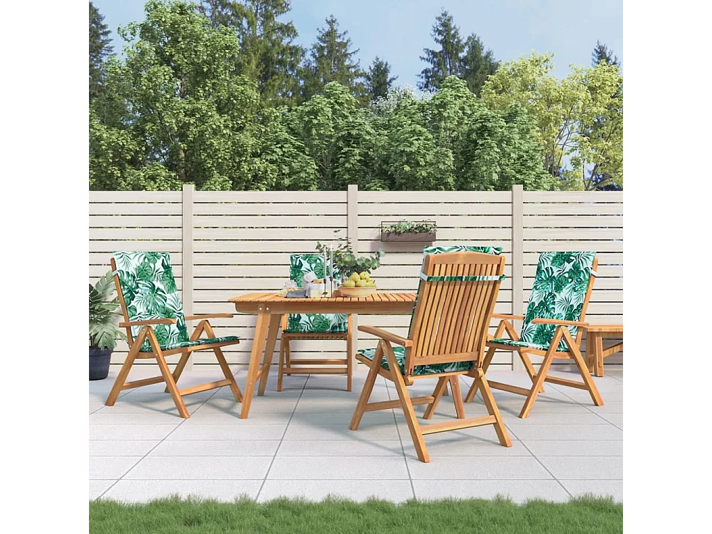 Chaises de jardin inclinables lot de 4 et coussins bois teck