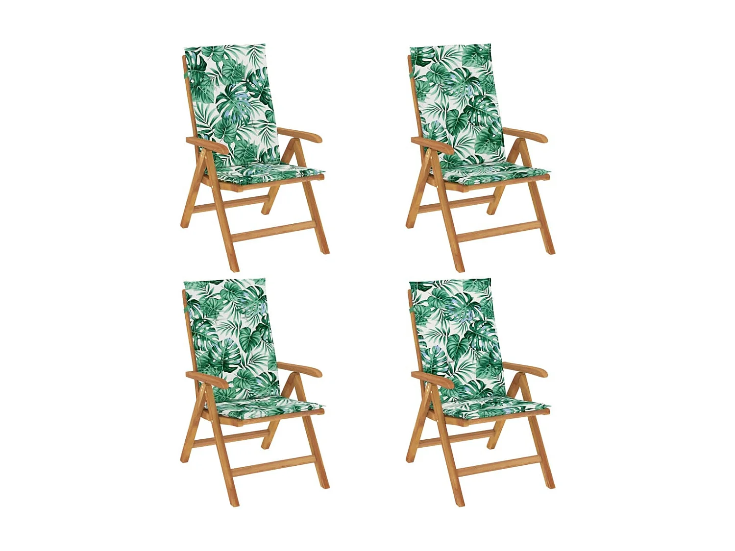 Chaises de jardin inclinables lot de 4 et coussins bois teck