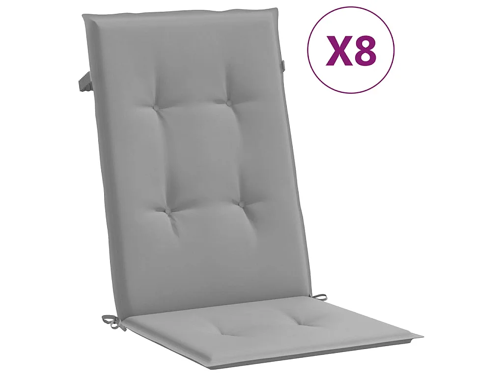 Chaises de jardin inclinables et coussins lot de 8 teck solide